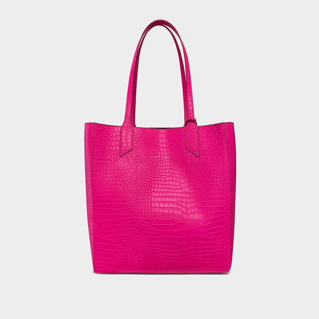 Hot pink leather tote bag Clearance