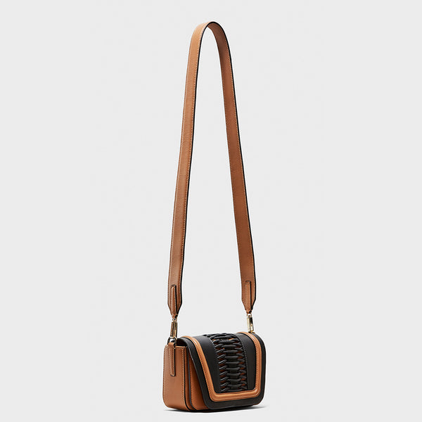 YLIANA YEPEZ handbags Mini Eugenia clutch braided black camel