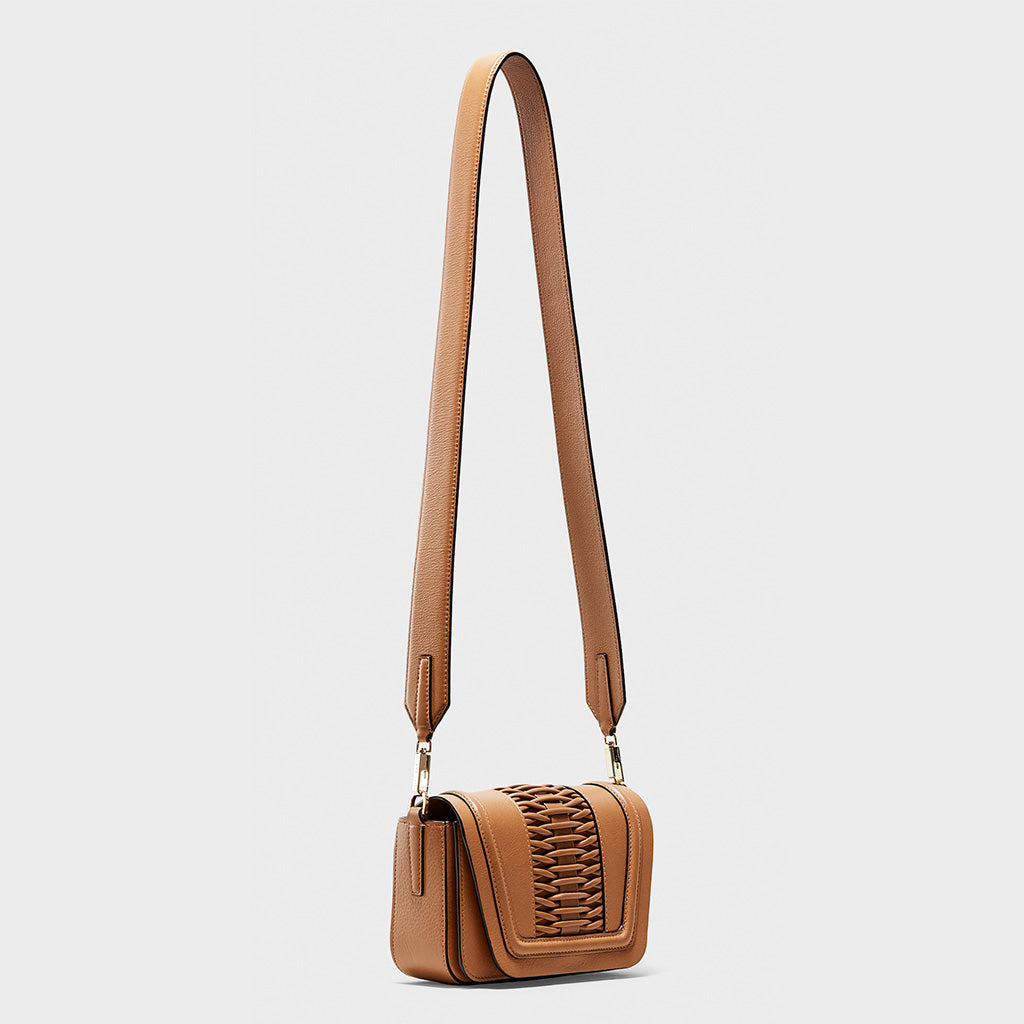 The Braided Leather Strap Crossbody in Ivory