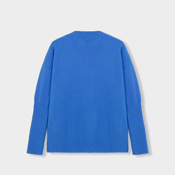Suéter Boxy cachemira azul con logo YY