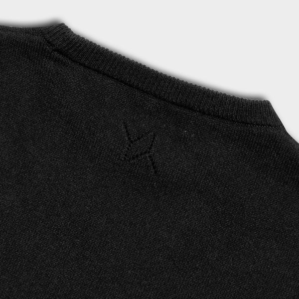 Boxy sweater Cashmere Black with YY logo
