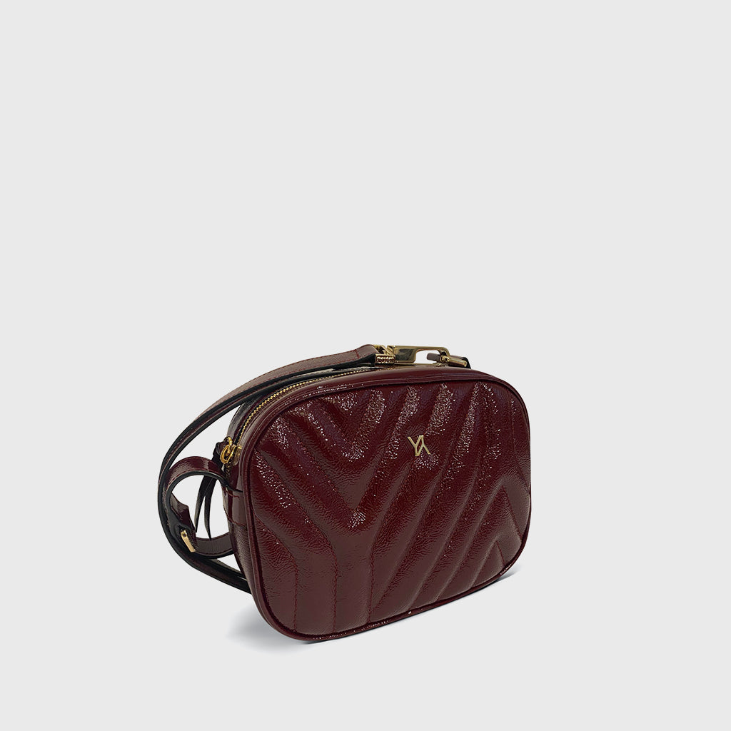 Isabella Bordeaux YY Quilted Patent Crossbody